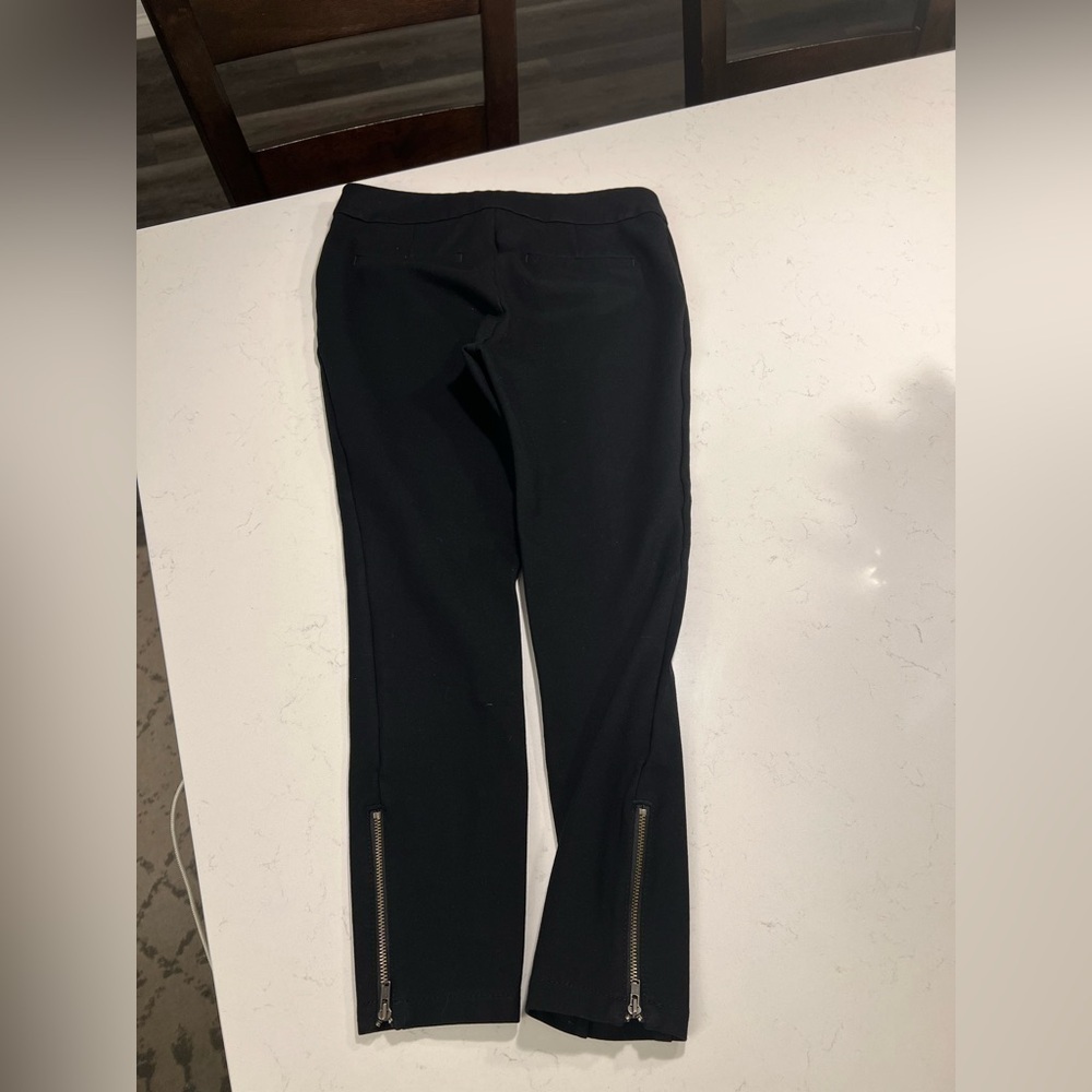 Anthropologie Black Essential Slim Zipper Ankle Fitted Skinny Stretch Ponte Pant - Picture 7 of 9